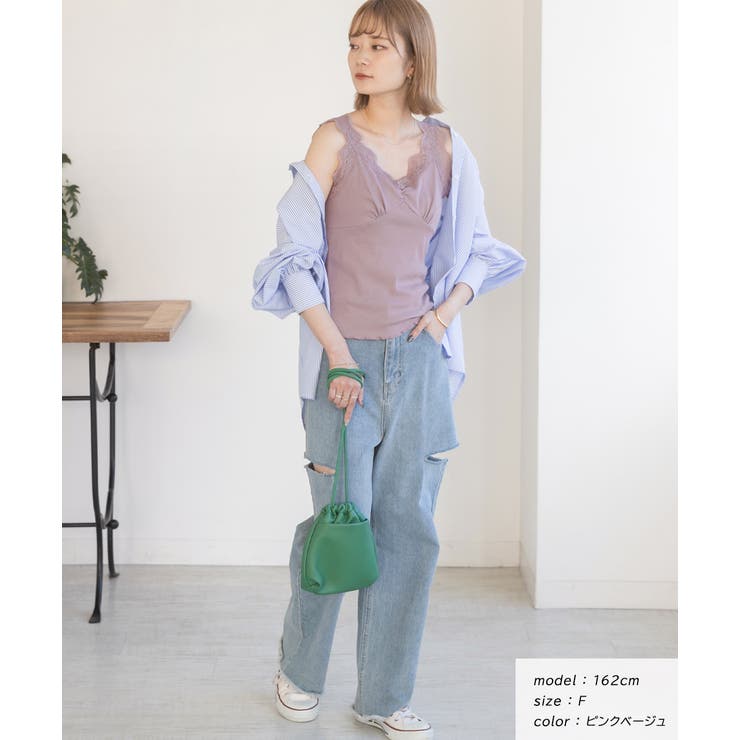 裾メロー・Vネック レースキャミソール | ad thie | 詳細画像23 