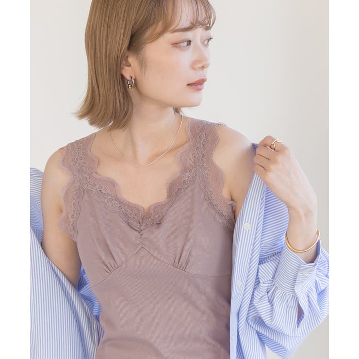 裾メロー・Vネック レースキャミソール | ad thie | 詳細画像24 