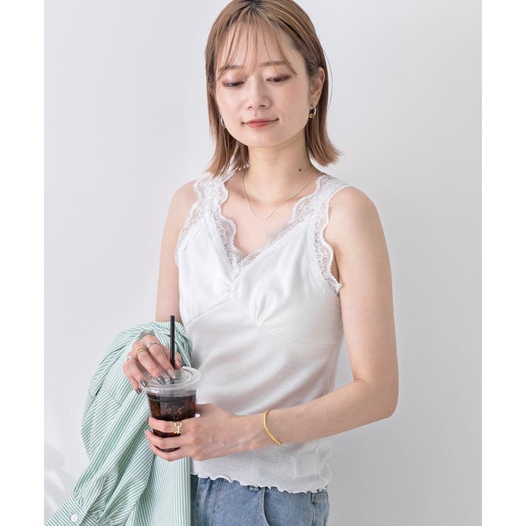 裾メロー・Vネック レースキャミソール | ad thie | 詳細画像3 