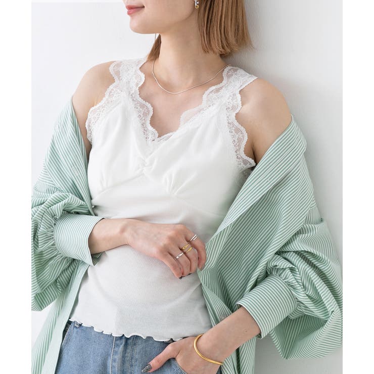 裾メロー・Vネック レースキャミソール | ad thie | 詳細画像4 