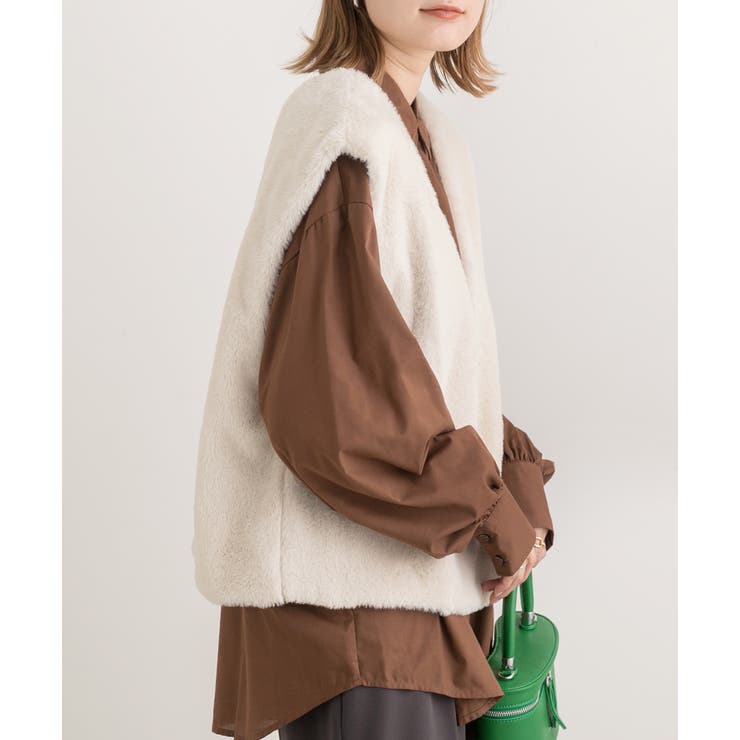 ゆったり エコファー Vネックベスト | ad thie | 詳細画像10 