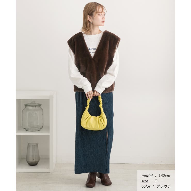 ゆったり エコファー Vネックベスト | ad thie | 詳細画像2 