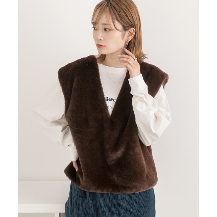 ゆったり エコファー Vネックベスト | ad thie | 詳細画像3 