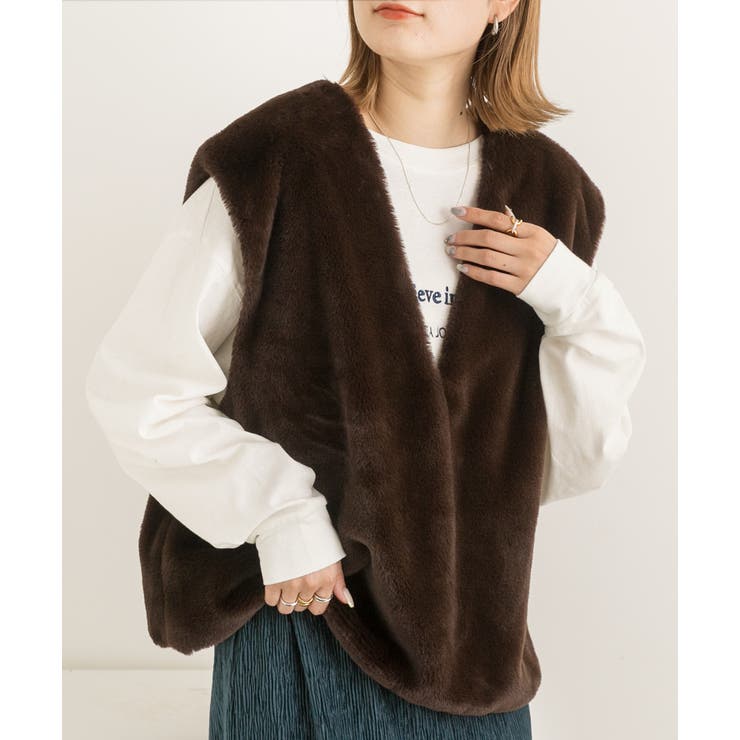 ゆったり エコファー Vネックベスト | ad thie | 詳細画像4 