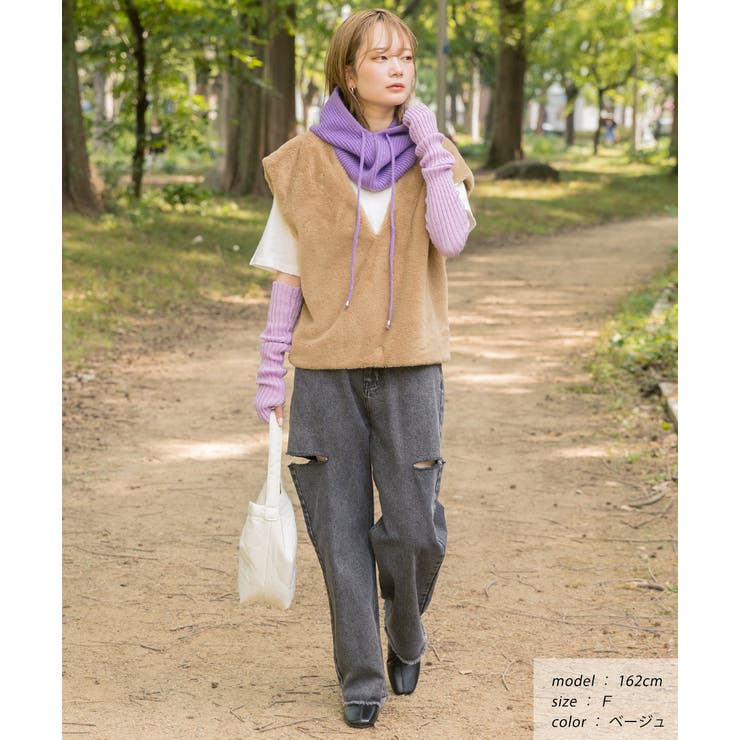 ゆったり エコファー Vネックベスト | ad thie | 詳細画像5 