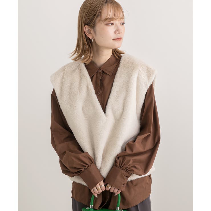 ゆったり エコファー Vネックベスト | ad thie | 詳細画像9 