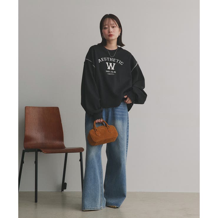 配色ステッチ・刺繍ロゴ 裏起毛BIGプルオーバー | ad thie | 詳細画像10 