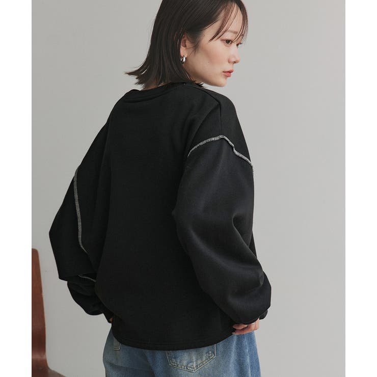 配色ステッチ・刺繍ロゴ 裏起毛BIGプルオーバー | ad thie | 詳細画像14 