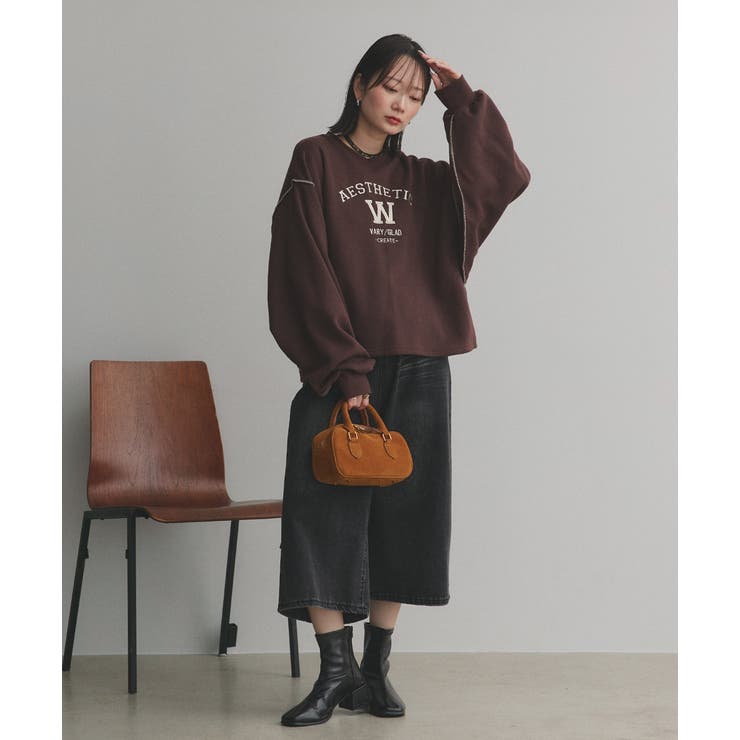 配色ステッチ・刺繍ロゴ 裏起毛BIGプルオーバー | ad thie | 詳細画像15 