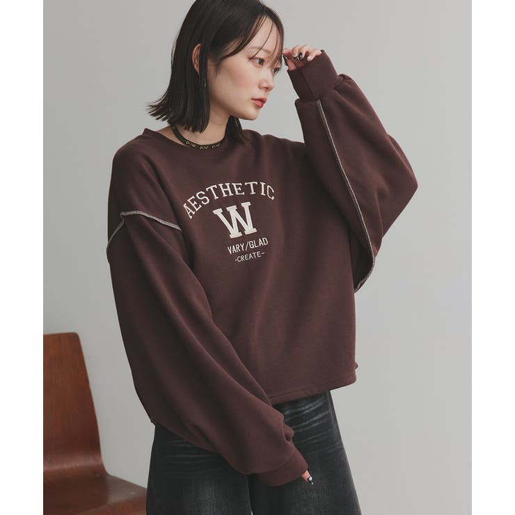 配色ステッチ・刺繍ロゴ 裏起毛BIGプルオーバー | ad thie | 詳細画像18 