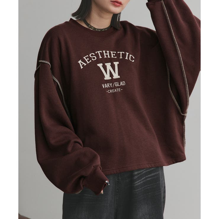 配色ステッチ・刺繍ロゴ 裏起毛BIGプルオーバー | ad thie | 詳細画像19 