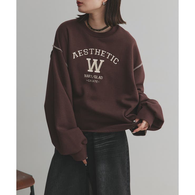 配色ステッチ・刺繍ロゴ 裏起毛BIGプルオーバー | ad thie | 詳細画像20 