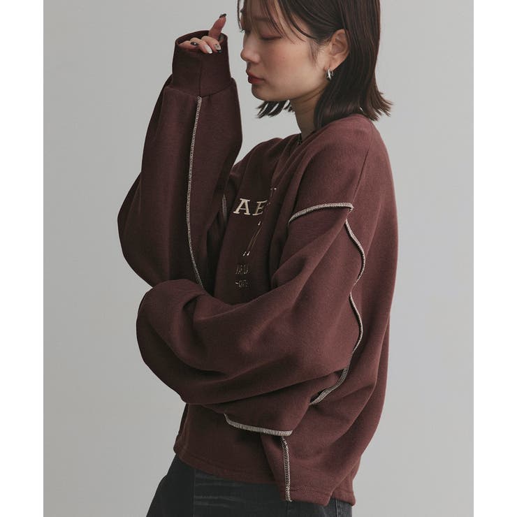 配色ステッチ・刺繍ロゴ 裏起毛BIGプルオーバー | ad thie | 詳細画像21 