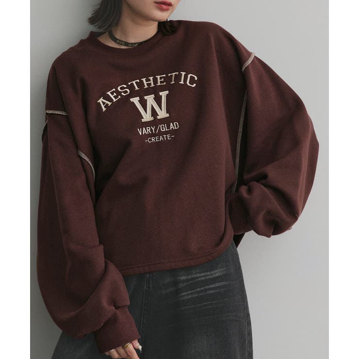 配色ステッチ・刺繍ロゴ 裏起毛BIGプルオーバー | ad thie | 詳細画像23 