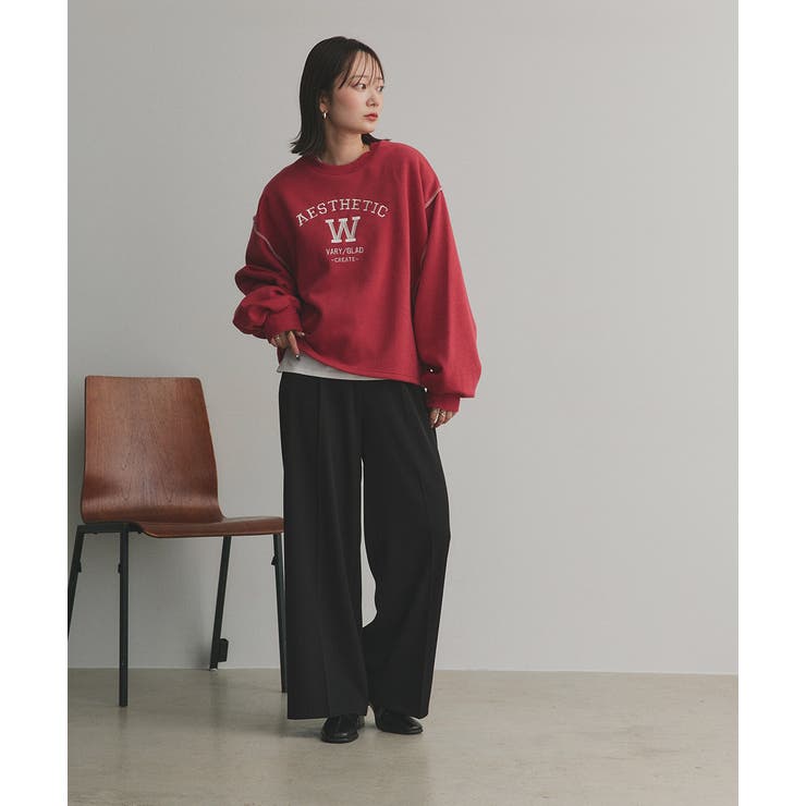 配色ステッチ・刺繍ロゴ 裏起毛BIGプルオーバー | ad thie | 詳細画像24 