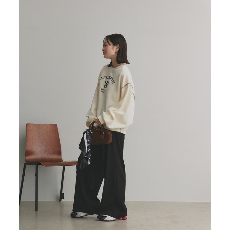 配色ステッチ・刺繍ロゴ 裏起毛BIGプルオーバー | ad thie | 詳細画像3 