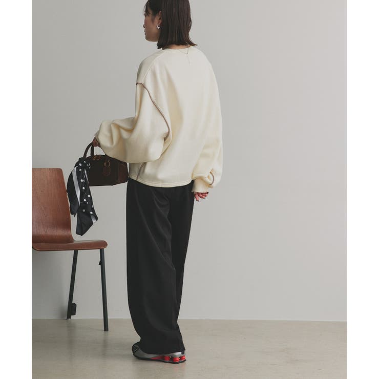 配色ステッチ・刺繍ロゴ 裏起毛BIGプルオーバー | ad thie | 詳細画像4 