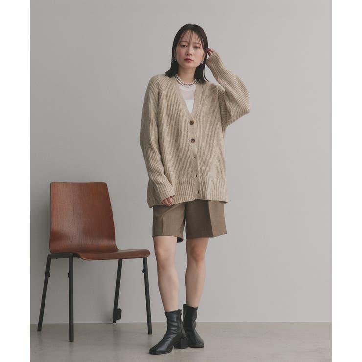 片畦編み・Vネック MIXニットカーディガン | ad thie | 詳細画像22 