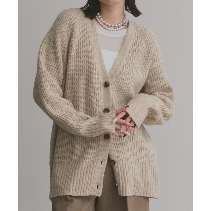 片畦編み・Vネック MIXニットカーディガン | ad thie | 詳細画像27 