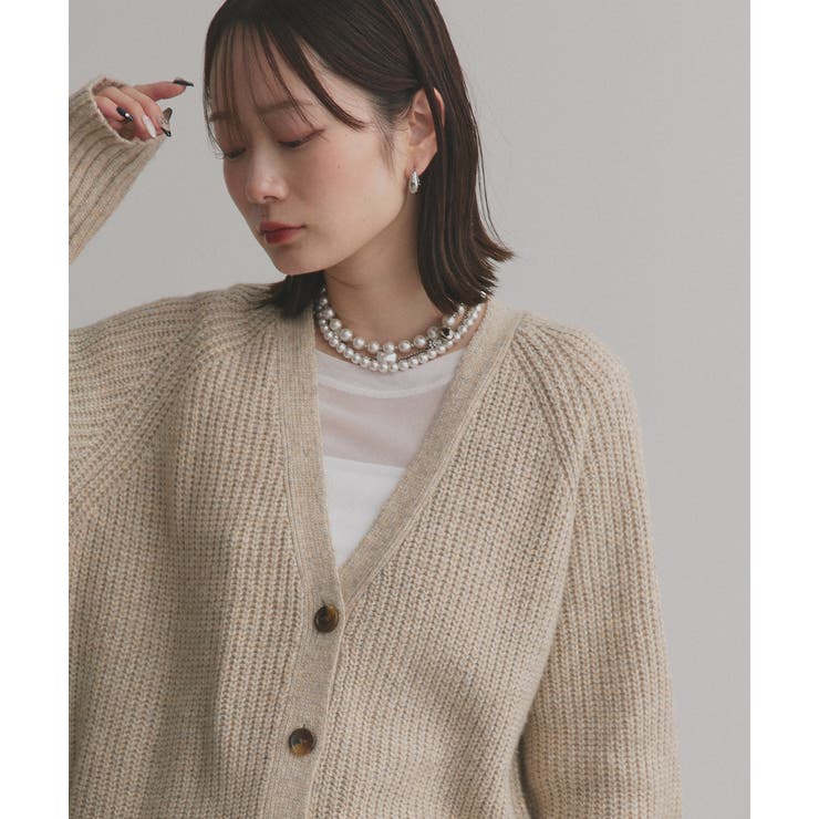 片畦編み・Vネック MIXニットカーディガン | ad thie | 詳細画像29 