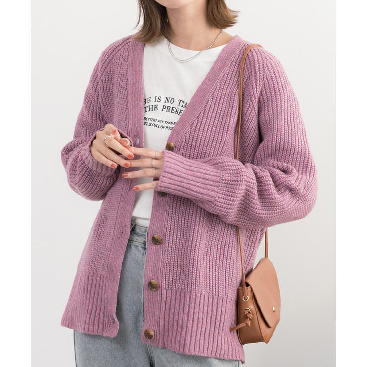 片畦編み・Vネック MIXニットカーディガン | ad thie | 詳細画像31 