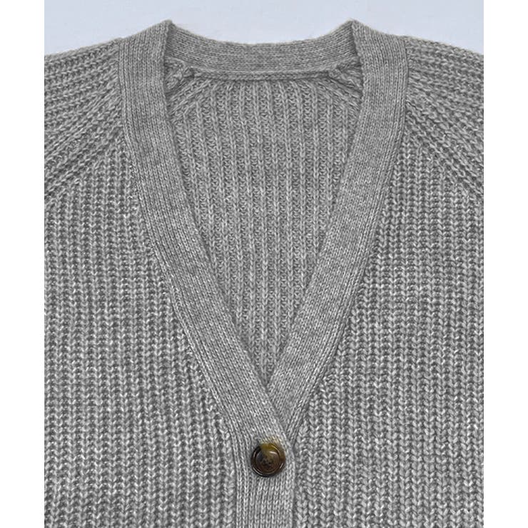 片畦編み・Vネック MIXニットカーディガン | ad thie | 詳細画像33 