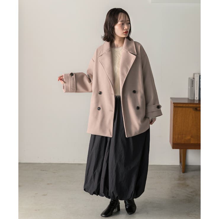 ウールタッチ オーバーPコート 秋服 秋 冬服 冬[品番：ADEW0003824