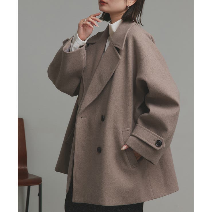 モクベージュ | ウールタッチ オーバーPコート 秋服 秋 冬服 冬 | ad thie