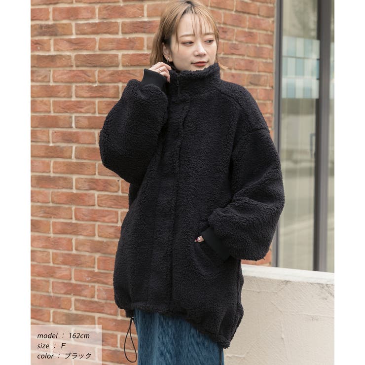 ブラック | スタンドカラーモンスターボアジャケット | ad thie