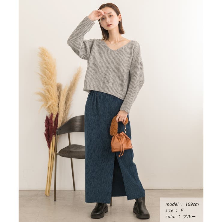 楊柳ベロア Iラインスカート | ad thie | 詳細画像2 