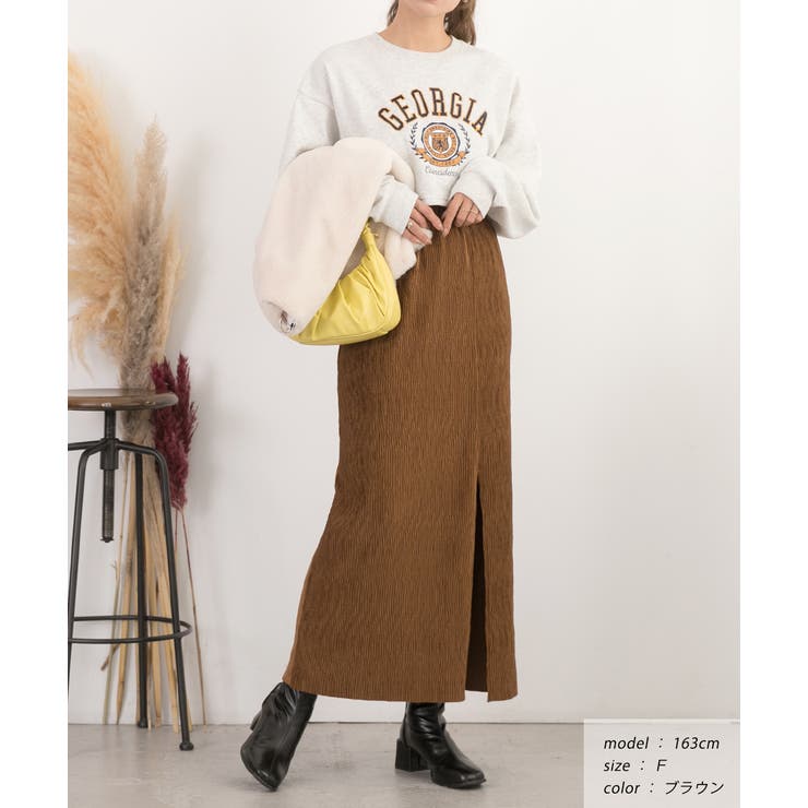 楊柳ベロア Iラインスカート | ad thie | 詳細画像26 