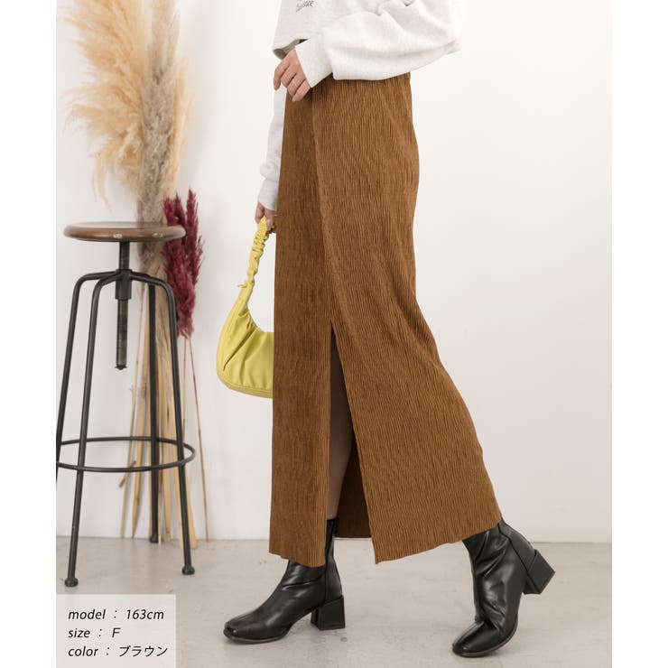 楊柳ベロア Iラインスカート | ad thie | 詳細画像27 