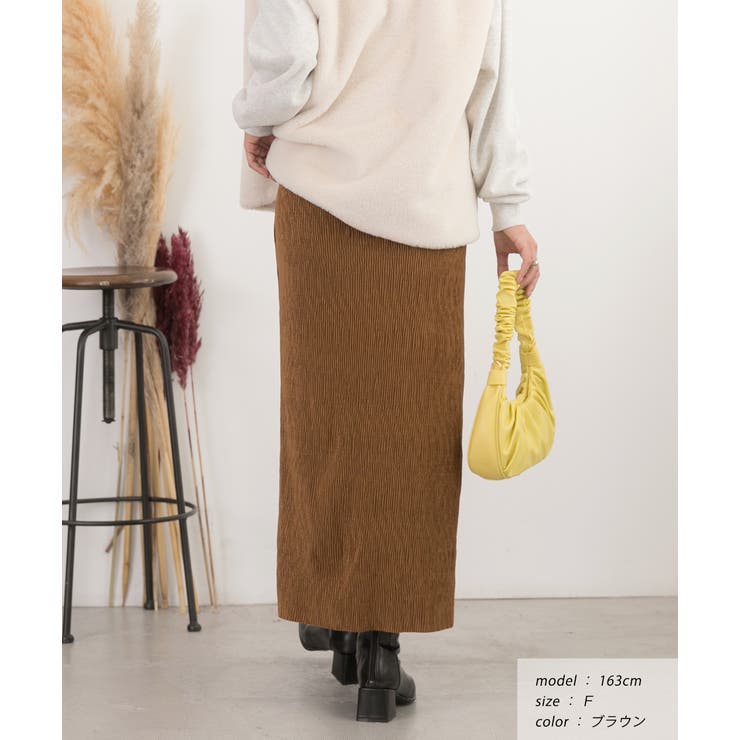 楊柳ベロア Iラインスカート | ad thie | 詳細画像28 