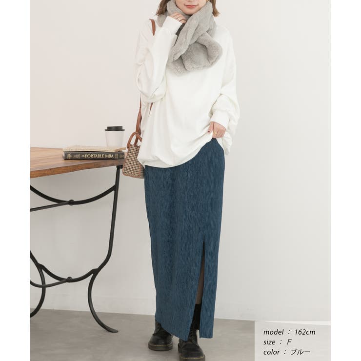 楊柳ベロア Iラインスカート | ad thie | 詳細画像8 