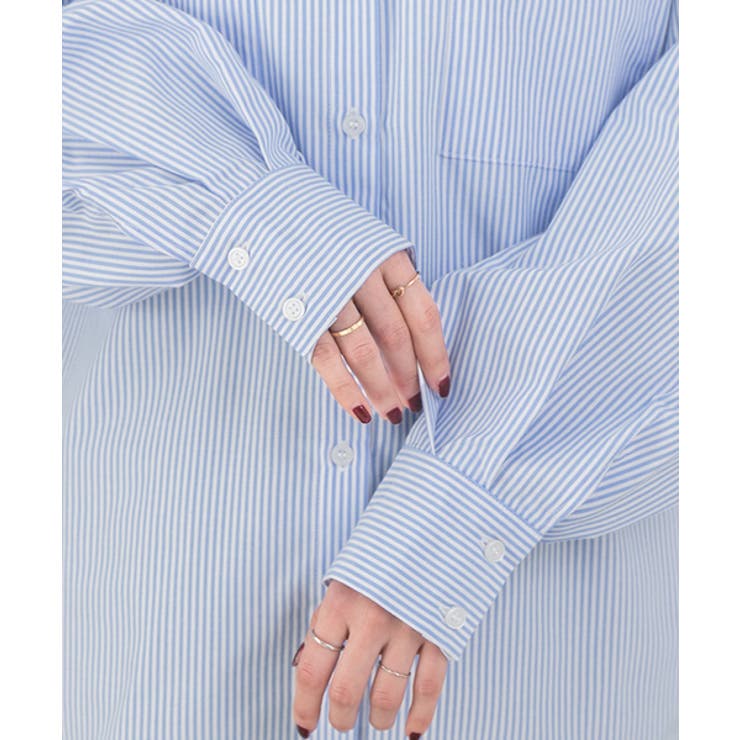 ボリュームスリーブ ポケ付きストライプシャツ | ad thie | 詳細画像70 