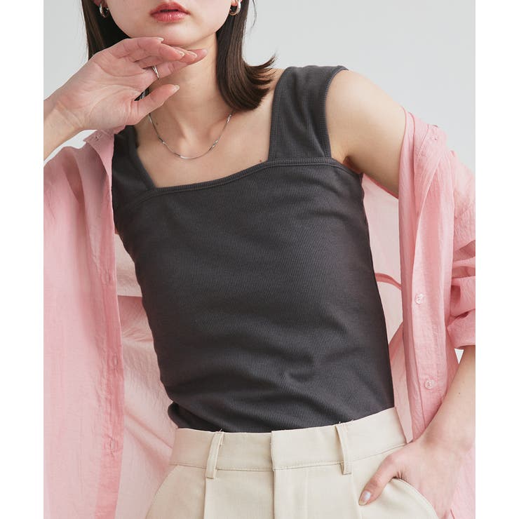 チャコール | インナーちら見え防止 スクエアネックタンク | ad thie