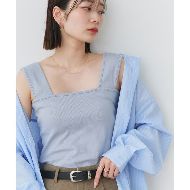 ライトブルー | インナーちら見え防止 スクエアネックタンク | ad thie