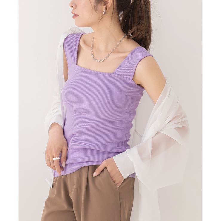 ラベンダー | インナーちら見え防止 スクエアネックタンク | ad thie