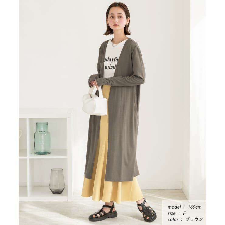 接触冷感UVカット サムホール ロングカーディガン | ad thie | 詳細画像12 