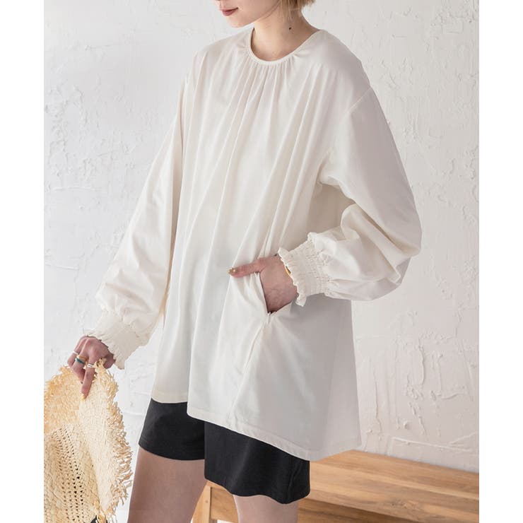 オフホワイト | ラッシュガード UVカット シャーリングスリーブプルオーバー | ad thie