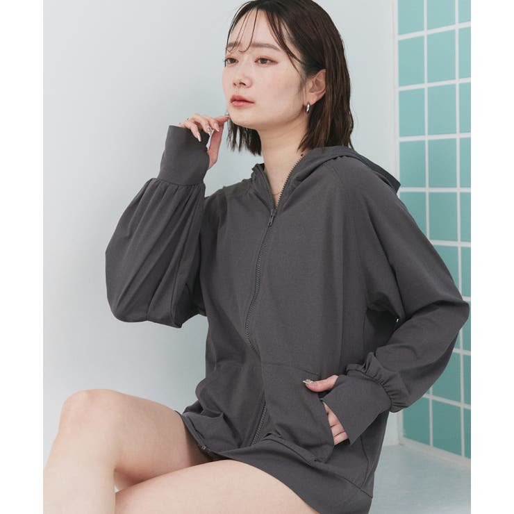 チャコール | UVカット・水陸両用 ラッシュガードパーカー | ad thie