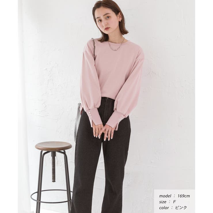 パール付きスリット 裏毛ボリュームスリプルオーバー | ad thie | 詳細画像10 