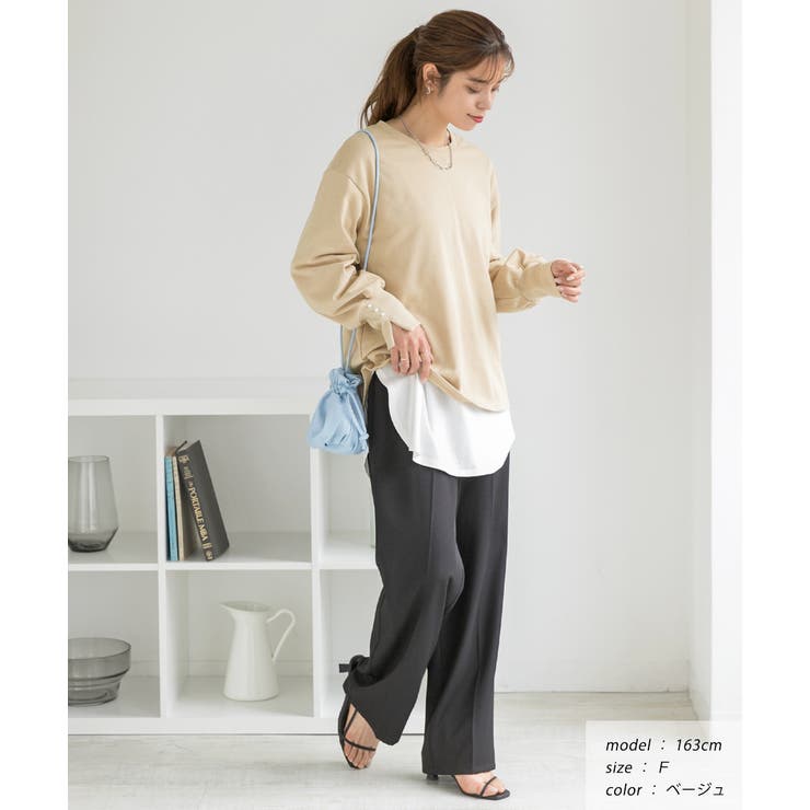 パール付きスリット 裏毛ボリュームスリプルオーバー | ad thie | 詳細画像14 