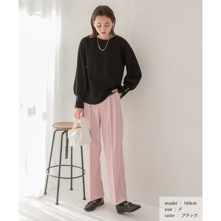 パール付きスリット 裏毛ボリュームスリプルオーバー | ad thie | 詳細画像3 