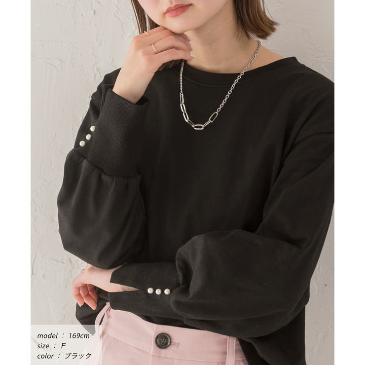 パール付きスリット 裏毛ボリュームスリプルオーバー | ad thie | 詳細画像4 