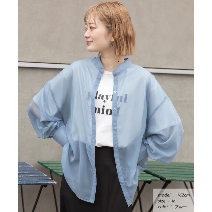 バンドカラー シアーシャツ | ad thie | 詳細画像14 