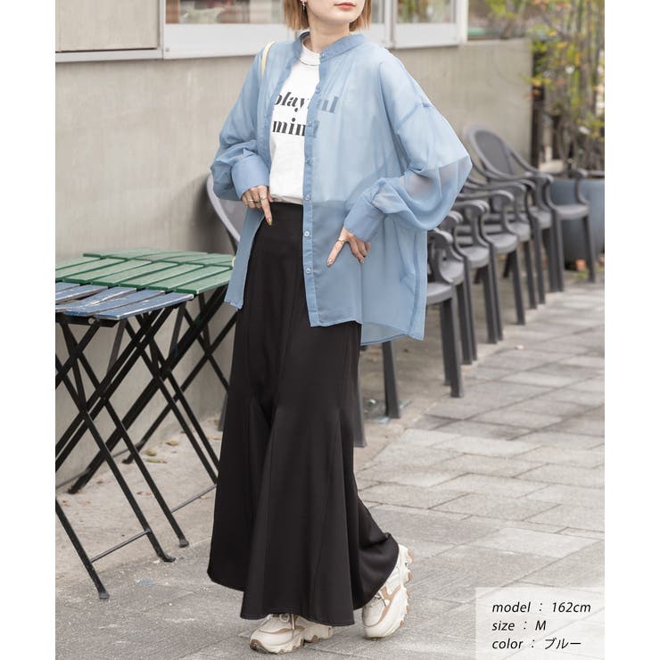 バンドカラー シアーシャツ | ad thie | 詳細画像15 