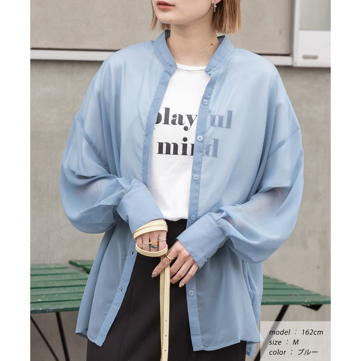 バンドカラー シアーシャツ | ad thie | 詳細画像16 