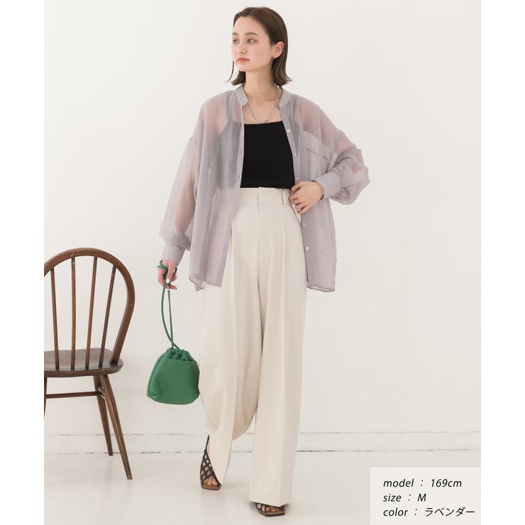 バンドカラー シアーシャツ | ad thie | 詳細画像17 