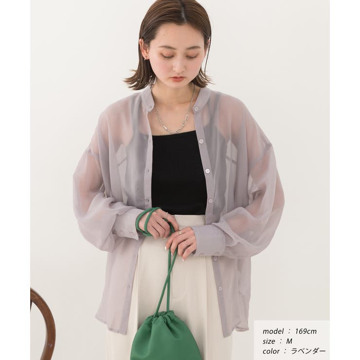 バンドカラー シアーシャツ | ad thie | 詳細画像18 